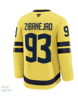 Men's Sweden Mika Zibanejad Fanatics Yellow 2025 4 Nations Face-Off Premium Jersey