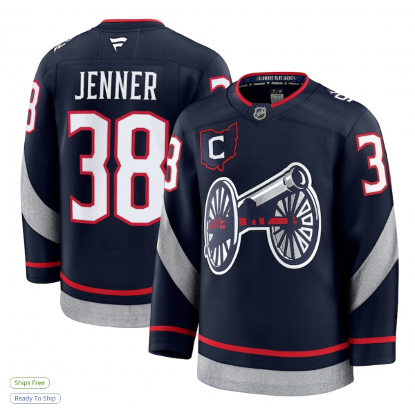 Men's Columbus Blue Jackets Boone Jenner Fanatics Navy 2025 NHL Stadium Series Premium Player Jersey