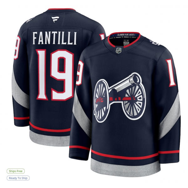 Men's Columbus Blue Jackets Adam Fantilli Fanatics Navy 2025 NHL Stadium Series Premium Player Jersey