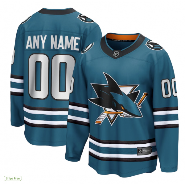 Men's San Jose Sharks Fanatics Teal Home Breakaway Custom Jersey