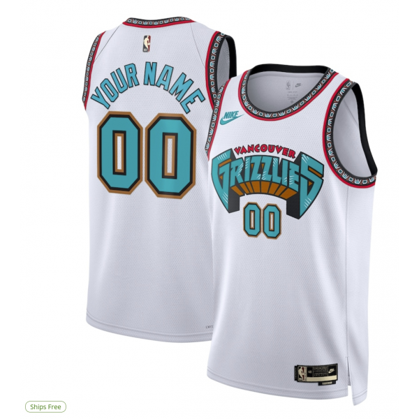 Unisex Adult Memphis Grizzlies Nike White Swingman Custom Jersey - Classic Edition